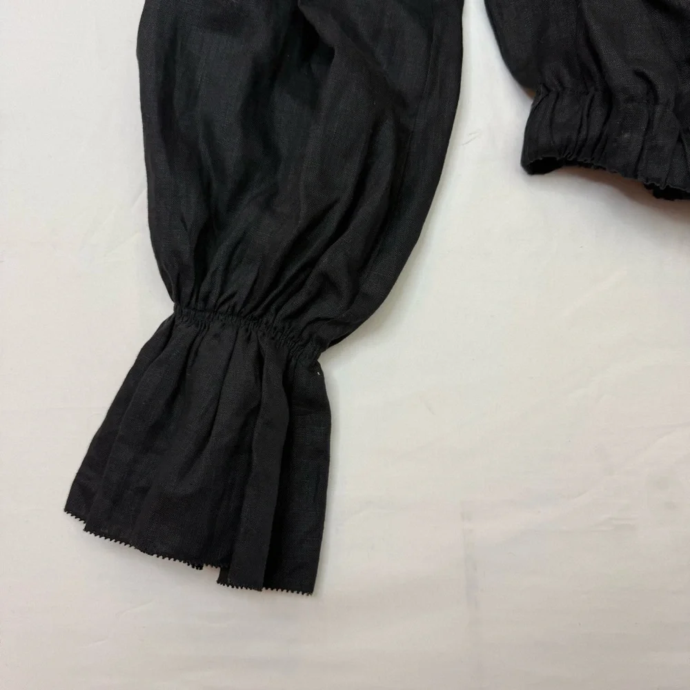 STAUD Black Off-Shoulder Puff Sleeve Blouse MEDIUM - Picture 6 of 8